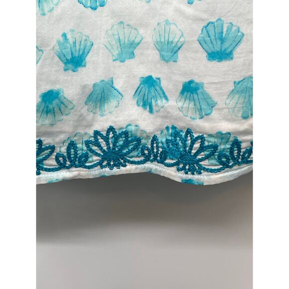 Tori Richards Cotton Embroidered Blue Shell Dress Size Small Beach Resort Cruise - Picture 3 of 6
